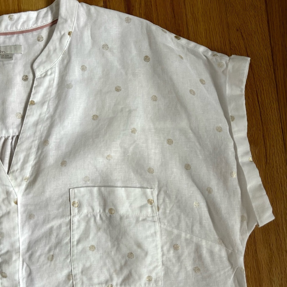 BODEN evie linen polka dot button front shirt white gold plus size 20/22 - Picture 7 of 11
